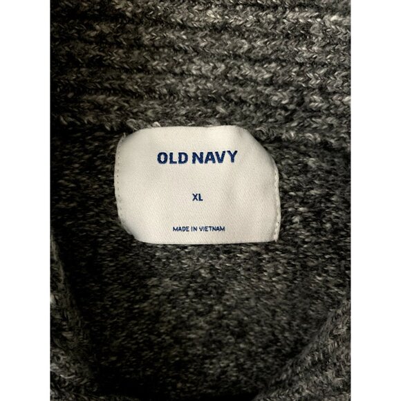 Old Navy Heavy Knit Pullover Sweater XL Marled Grey Shawl Collar One Button - Picture 6 of 6